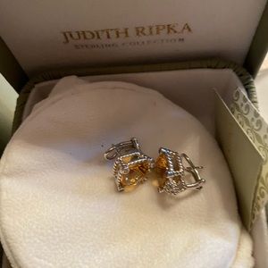 Judith Ripka sterling collection citrine earrings